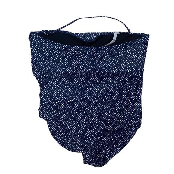New NWT J. Crew Navy Blue Polka Dot Ruched Halter One-Piece Swim Bathing Suit 24 - Picture 5 of 8